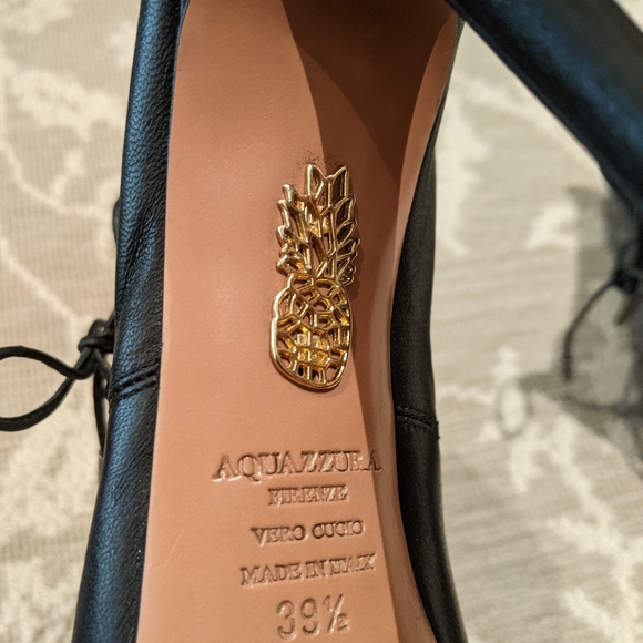 Aquazzura black leather lace up heels - Picture 3 of 8